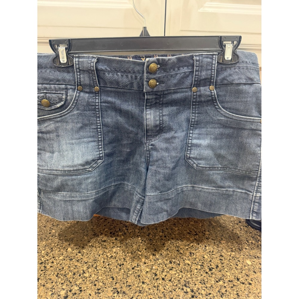 One Song Womens Denim‎ Shorts Dark Wash Double Button Size 14 MSH12461ZSM